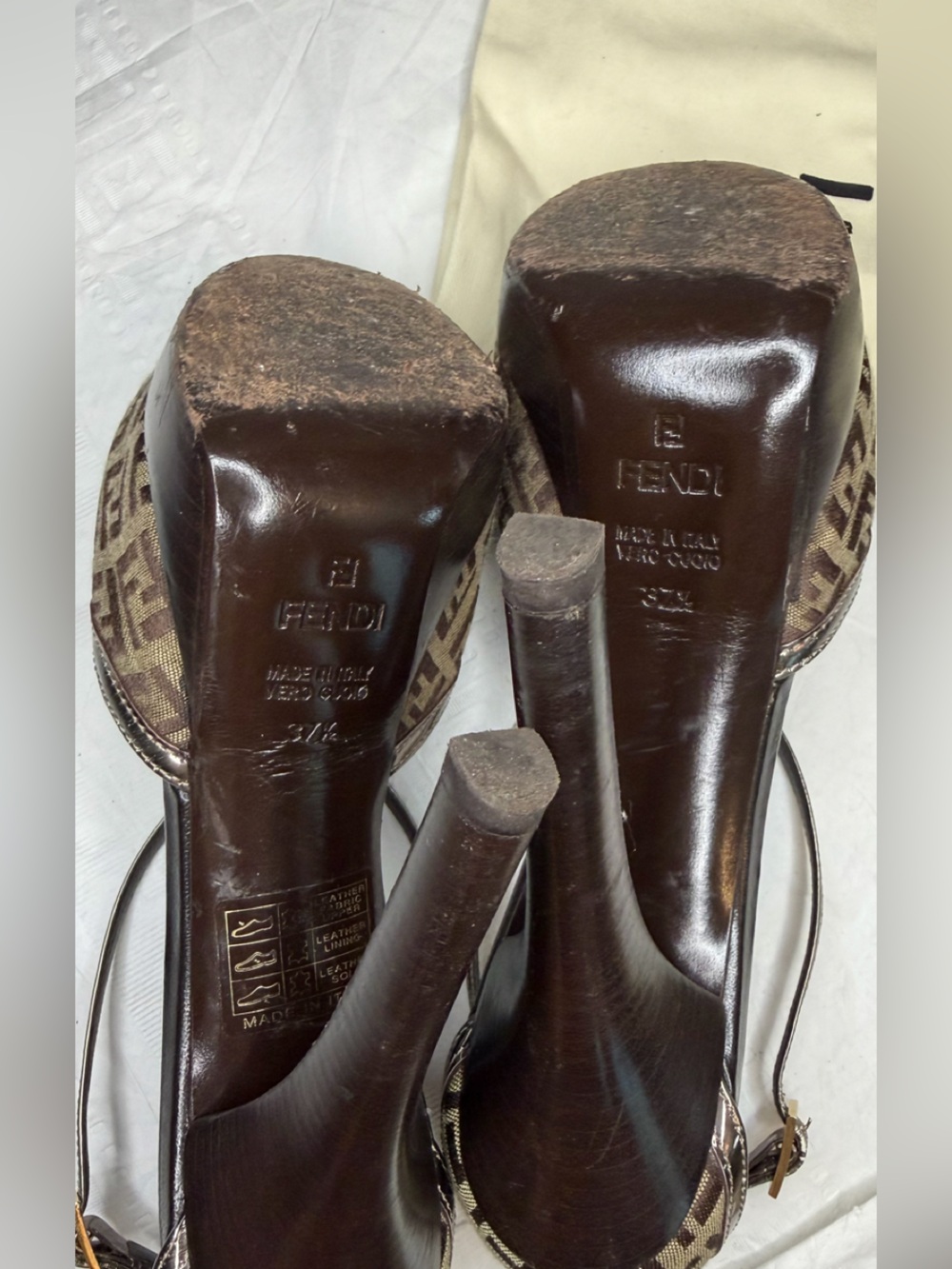 Fendi Brown Peep-Toe Heels Sandals - Picture 7 of 8